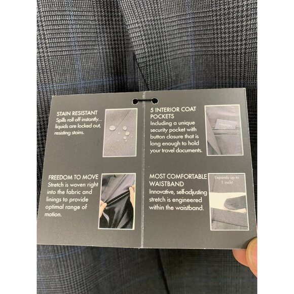 NWT Jos A Bank Travelers Gordon Black Plaid Wool Suit 42R / 37 RY10371 $695 - Picture 8 of 16